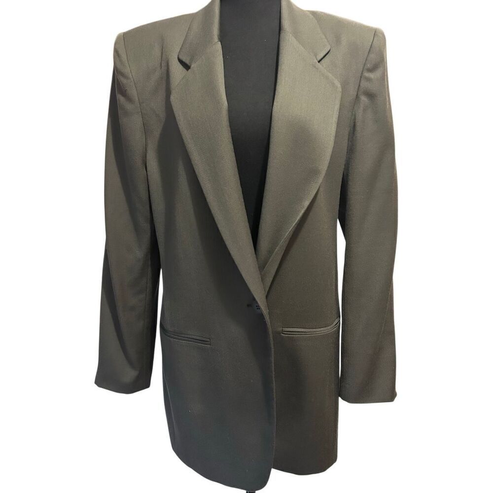 VTG Charter Club by Jane Justin 100% Worsted Wool Green Blazer Jacket Size 10 Ma
